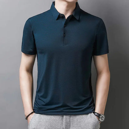 Polo de manga corta de verano para hombre - Camiseta de golf a rayas