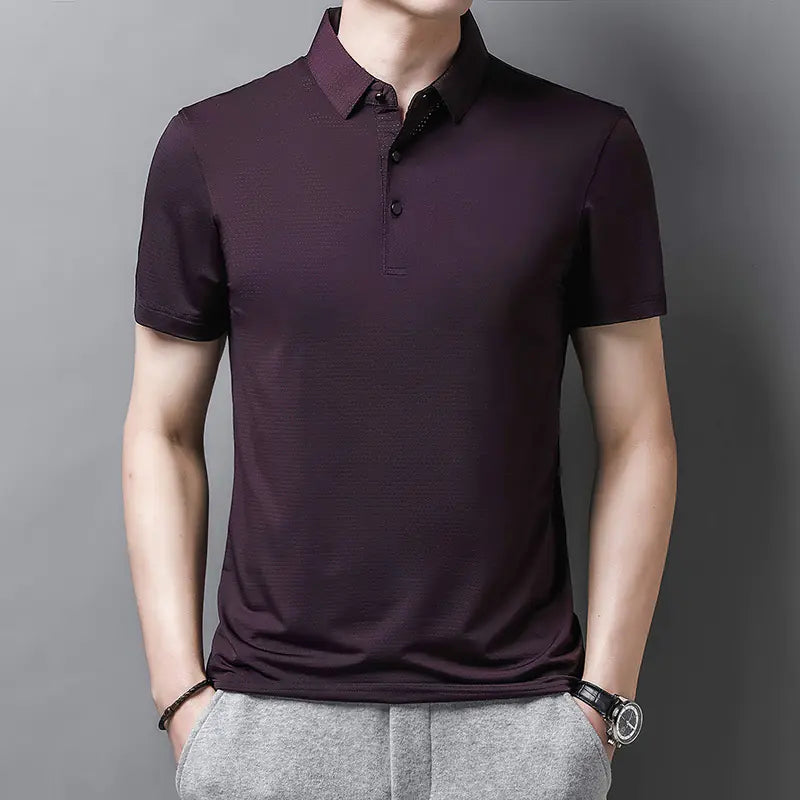Polo de manga corta de verano para hombre - Camiseta de golf a rayas