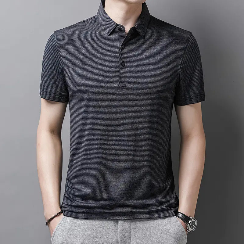 Polo de manga corta de verano para hombre - Camiseta de golf a rayas
