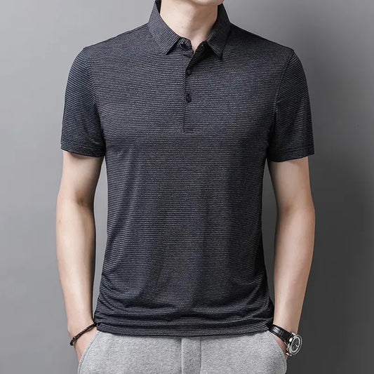 Polo de manga corta de verano para hombre - Camiseta de golf a rayas
